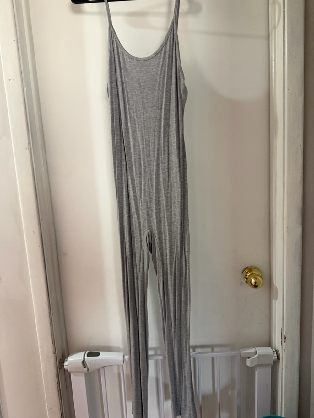 Fashion Nova Light Gray Ribbed Sleeveless Jumpsuit